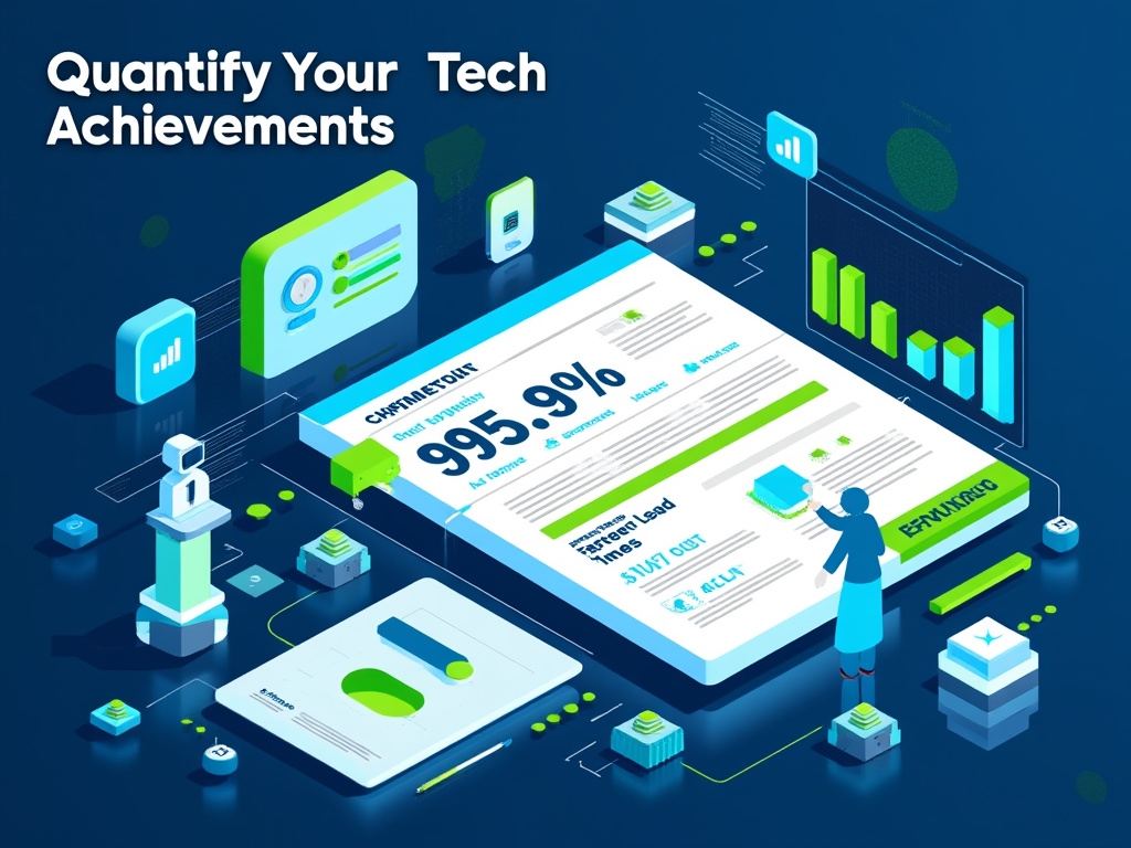 Infographic showing various ways to quantify tech achievements in a resume